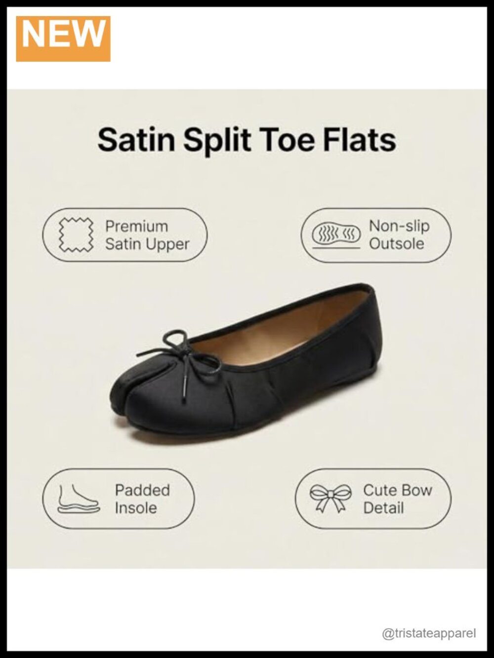 Satin Split Toe Ballet Flats Bow Low Heel Slip On Dressy Casual - Picture 3 of 6